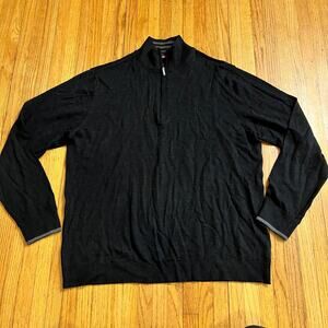 Robert Graham Sweater Mens XL Black Wool 1/4 Zip Long Sleeve Preppy